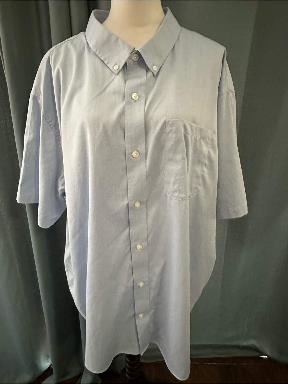 Duluth Trading Co 3XL Relaxed Fit Button Front Shirt Blue 100% Cotton Pocket